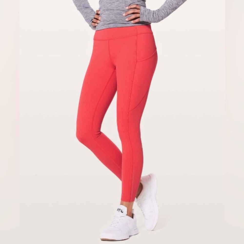 NEW Lululemon Women Fast Free 7/8 Tight II Nulux 25” Red Orange (Coral) - size 6